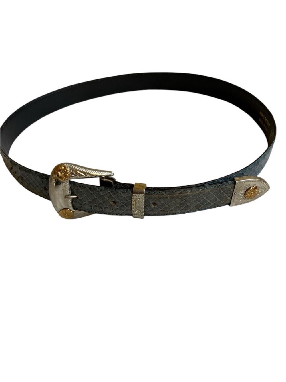 Genuine Snake Skin Leather Belt Made in Italy Size 80/32 Bluish Vero Rettile
